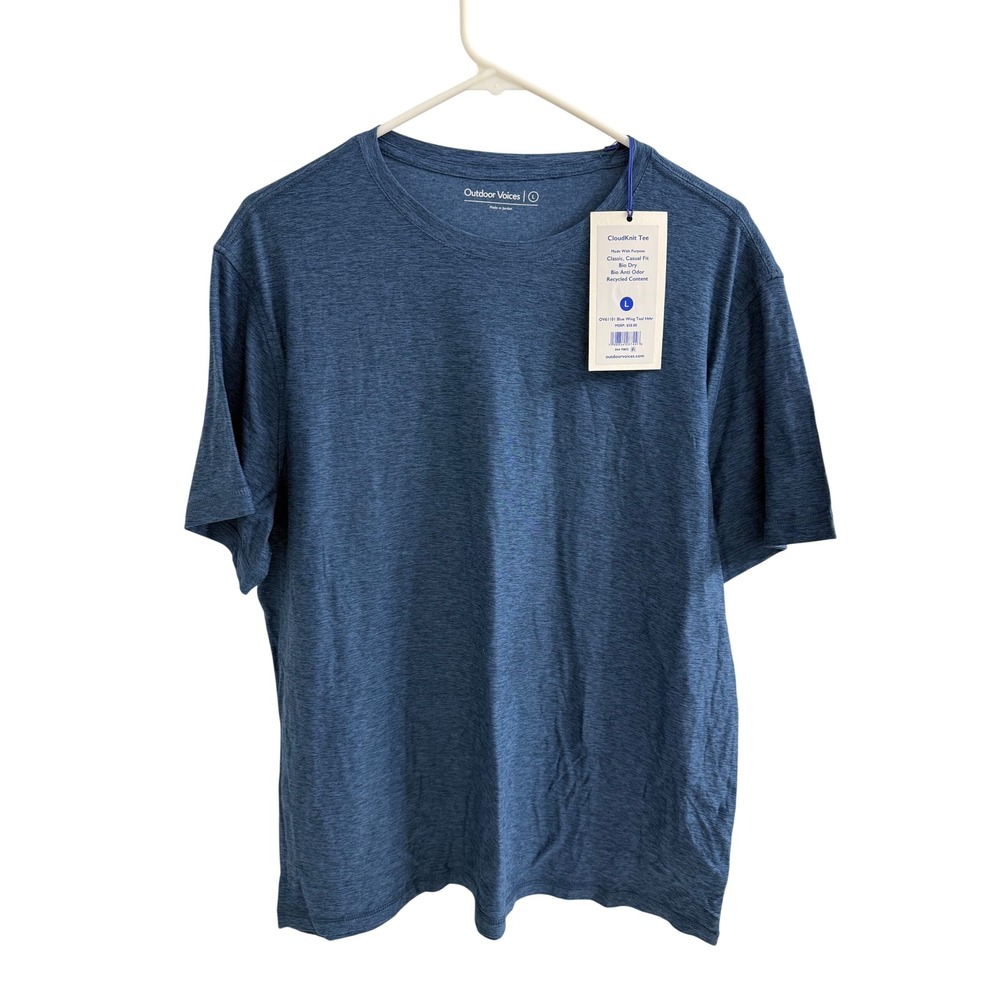 Outdoor Voices CloudKnit Tee Blue Wing Teal Heather OV61101 Mens Large NWT